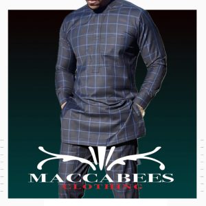6XL Striped Dky Blue Thobes Set
