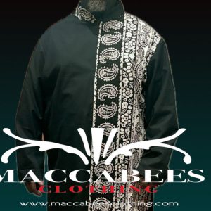 Maccabees Black Pasley Mock Collar Thobe Size 52